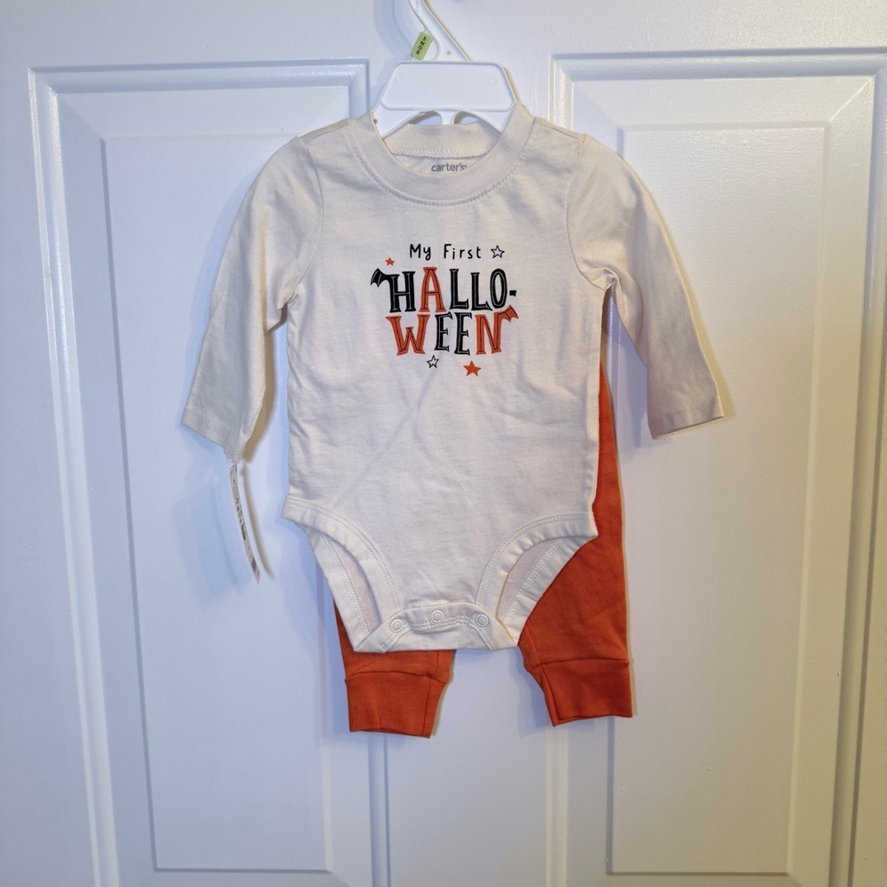 Carter's White and Orange First Halloween Kids Matching Set